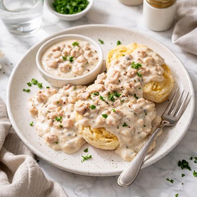 Turkey sausage white gravy