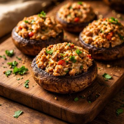 Turkey stuffed mushrooms