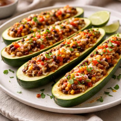Turkey taco zucchini boats