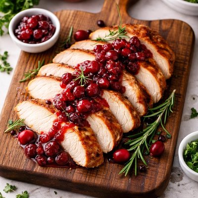 Turkey with cranberry sauce