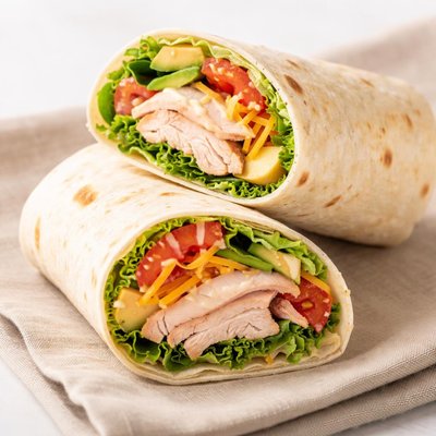 Turkey wrap in tortilla