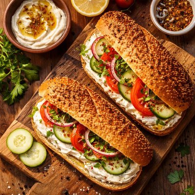 Turkish labneh sandwich