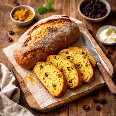 Turmeric raisin bread