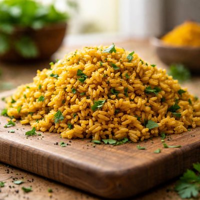 Turmeric seasoned brown rice