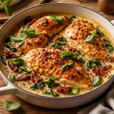 Tuscan chicken with coconut cream sauce