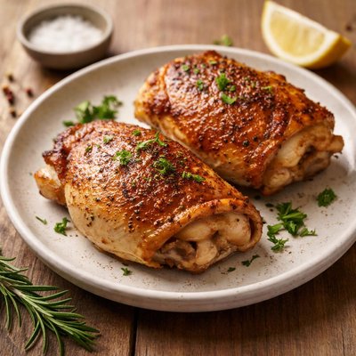 Two bone in chicken thighs