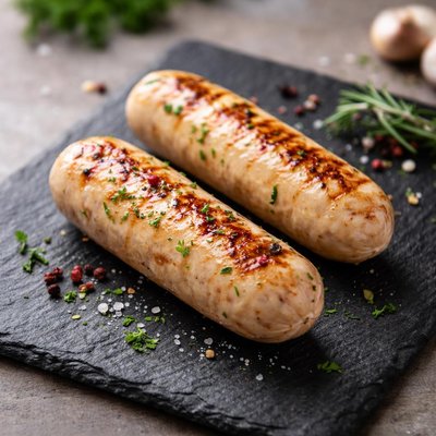 Two chicken sausages