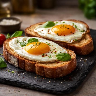 Two fried eggs on toast