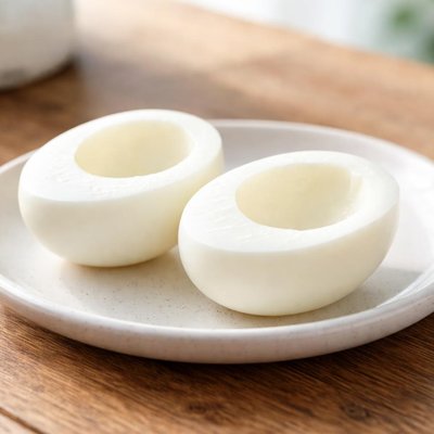 Two large boiled eggs without the yolk