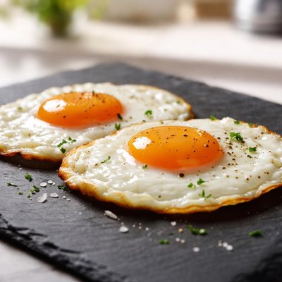 Two large fried eggs