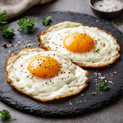 Two large fried whole eggs
