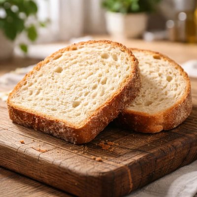 Two medium bread slices