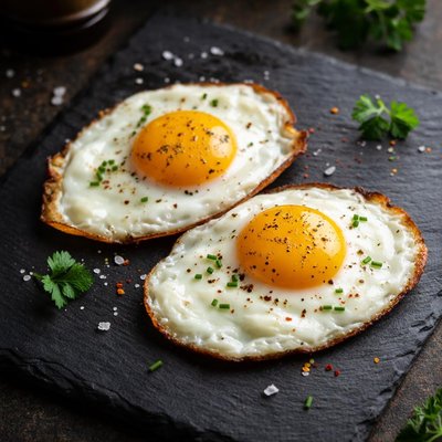 Two medium fried eggs