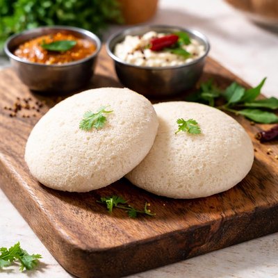 Two medium idlis
