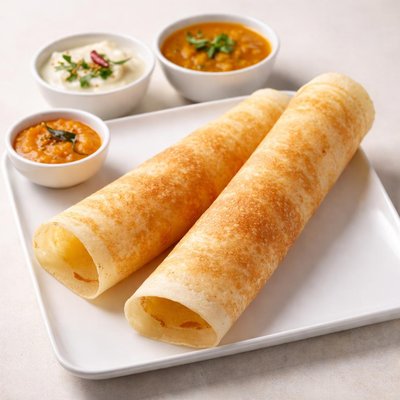 Two plain dosas