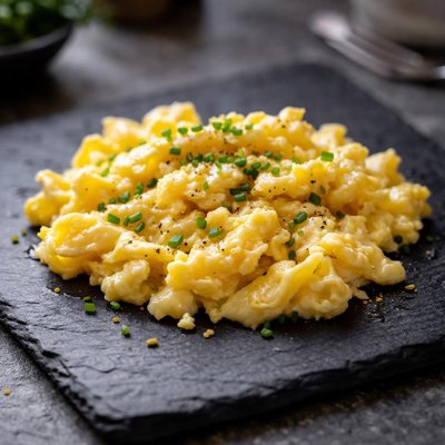 Two scrambled jumbo eggs