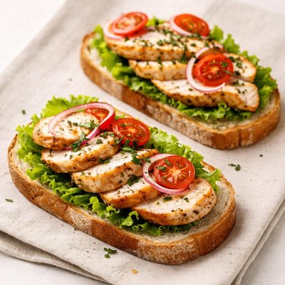 Two slices of bread and chicken