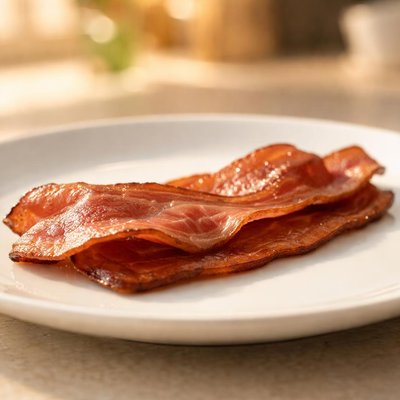 Two slices of turkey bacon