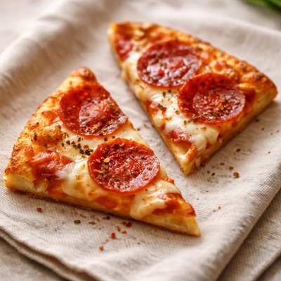 Two small slices of pizza