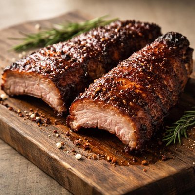 Two smoked pork ribs