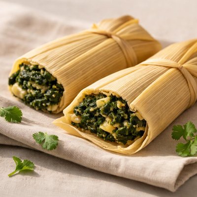 Dos tamales de espinaca