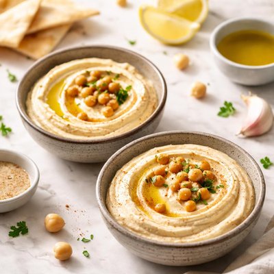 Two spoons of hummus