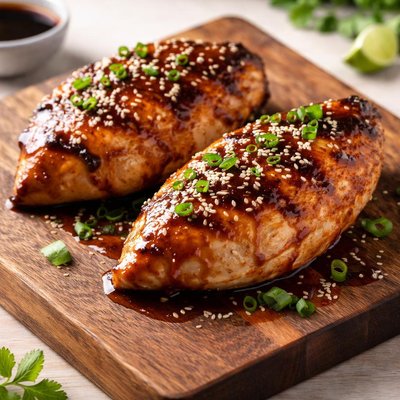 Two teriyaki chicken breasts