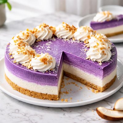 Ube coconut cheesecake