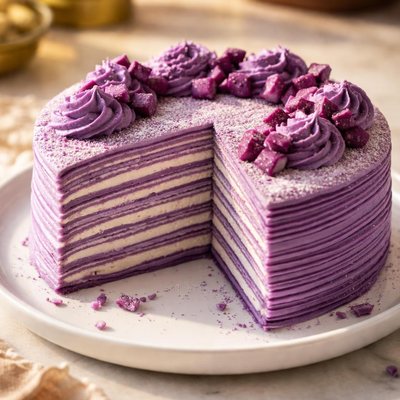 Ube crepe cake