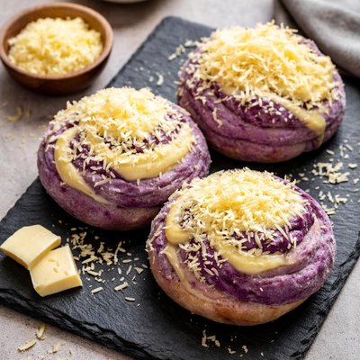 Ube ensaymada with cheese
