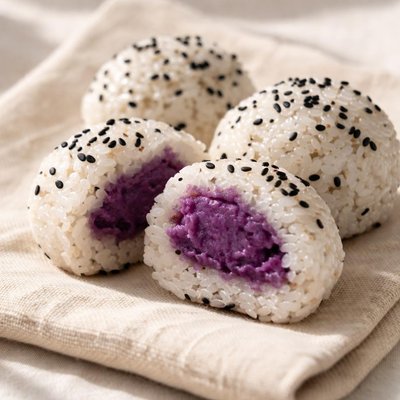 Ube rice ball