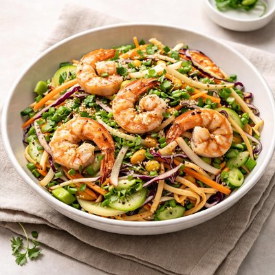 Udon salad with prawns