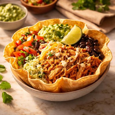 Uncle julio pulled chicken tortilla bowl