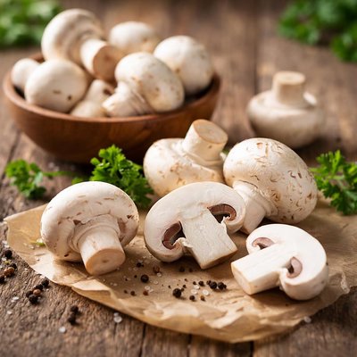 Uncooked mushrooms