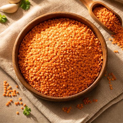 Uncooked red split lentils