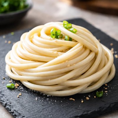 Uncooked udon noodles