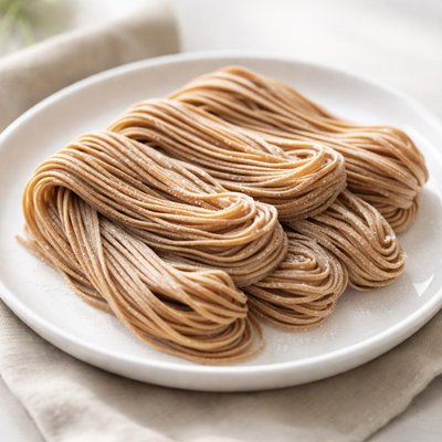 Uncooked whole wheat noodles