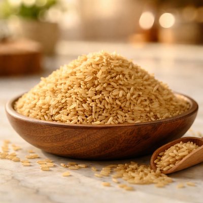 Uncoooked brown rice