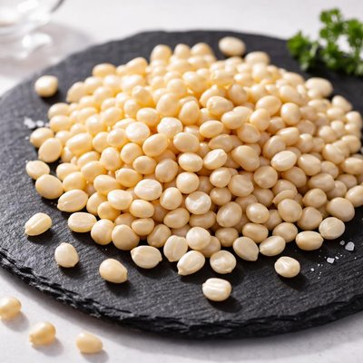 Unpopped white popcorn