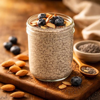 Unsweetened almond chia seed pudding