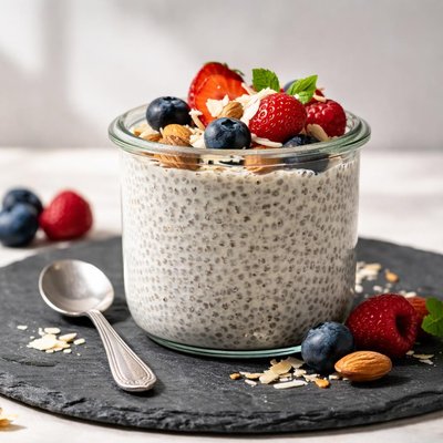 Unsweetened almond milk chia pudding