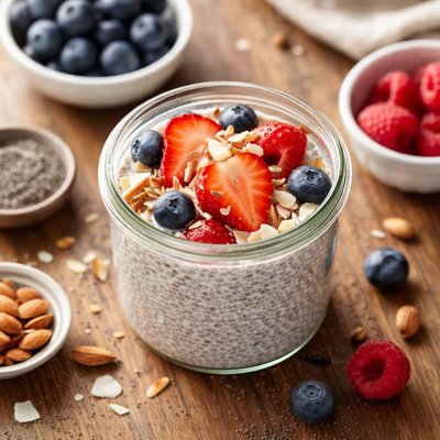 Unsweetened chia pudding