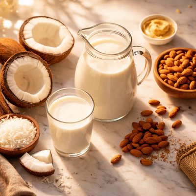 Unsweetened coconut and almond milk