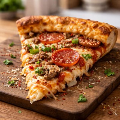 Upside down pizza slice