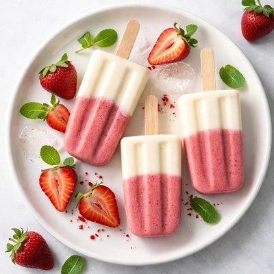 Vanila strawberry popcicle