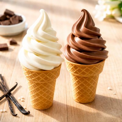 Vanilla and chocolate soft serve