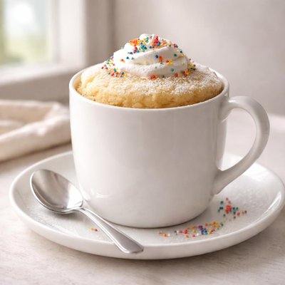 Vanilla cake in a mug