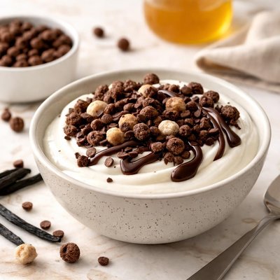 Vanilla chocolate balls yoghurt