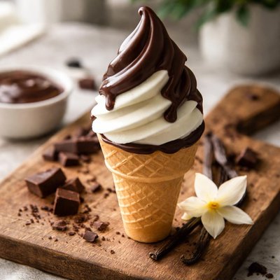 Vanilla chocolate dip softie