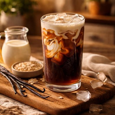 Vanilla cream cold brew with oatmilk